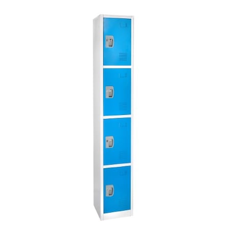 Adiroffice 72" H x 12" W 4-Compartment Steel Storage Locker ADI629-204-BLU